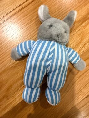 Goodnight Moon Bunny Plush Harper Collins  7" 2005. Blue & White Striped Pajamas